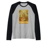 The Reader Skeleton Tarot, Amante dei Libri Vintage Maglia con Maniche Raglan