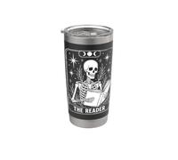 The Reader Skeleton Tarot Card Reading Book Lover Bicchiere termico in acciaio inox doppia parete