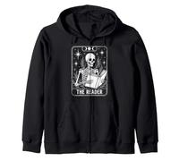The Reader Skeleton Tarot Card Reading Book Lover Felpa con Cappuccio