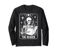 The Reader Skeleton Tarot Card Reading Book Lover Maglia a Manica