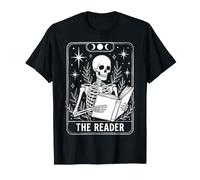 The Reader Skeleton Tarot Card Reading Book Lover Maglietta
