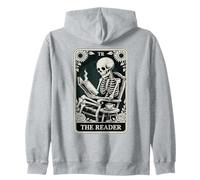 The Reader Tarocchi Carta Libro Amante Scheletro Lettura Divertente Libro Felpa con Cappuccio