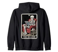 The Reader Tarocco Carta Libro Amante Scheletro Lettura Libro Felpa con Cappuccio