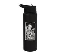 The Reader Tarocco Carta Libro Amante Scheletro Lettura Libro Stainless Steel Insulated Water Bottle