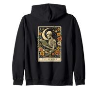The Reader Tarot Skeleton Moon Floral Book Lover Felpa con Cappuccio