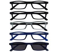 The Reading Glasses Company Nero Matt Grigio Blu Navy Lettori Valore 4 Pacco Uomo Donna Cerniere Molla Rrrr17-1173 +2,00 - 106 Gr