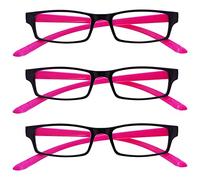 The Reading Glasses Company Nero Neon Rosa Collo Lettori Valore 3 Pacco Donna Signora Rrr20-4 +3,00 - 88 Gr