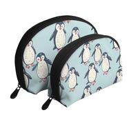 The Red-Footed Penguin - Beauty case da viaggio portatile, 2 pezzi, con stampa pinguino, bianco, Taglia unica