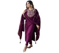 The Red Lion Enterprise Alia Cut Anarkali - Abito da donna, set da 3 pezzi con abito Dupatta Eid e Diwali Festival Salwar, vino, Large