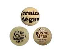 THE REPLICANT Set di 3 porcellini da bocce in legno lucido con messaggio (io vengo dal sud)