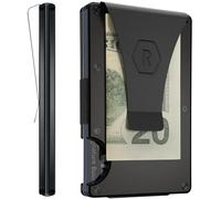 The Ridge Minimalist Slim Wallet For Men - Porta carte di credito tasca frontale con blocco RFID - Portafogli uomo piccolo in metallo alluminio con fermasoldi (nero)