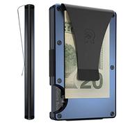 The Ridge Minimalist Slim Wallet for Men - RFID Blocco frontale Pocket Credit Card Holder - Alluminio Metal Small Mens Wallets with Money Clip (Navy), Navy, Taglia unica, Classica, Navy, Taille