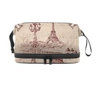 The River Seine Notre Dame, trousse a doppio strato, per donne e ragazze, borsa da viaggio per trucchi e trucchi, pratica borsa organizer con scomparto per pennelli, Multi, 27x15x14 cm/10.6x5.9x5.5