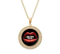 The Rocky Horror Picture Show Collana da donna con ciondolo personalizzato rotondo con diamanti collane gioielli regali per uomini compleanno, Misura unica, Metallo