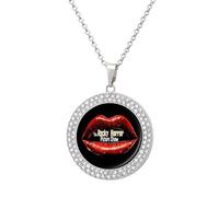 The Rocky Horror Picture Show Collana da donna con ciondolo personalizzato rotondo con diamanti collane gioielli regali per uomini compleanno, Misura unica, Metallo
