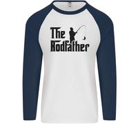 The Rodfather Divertente Canne Da Pesca Padre Uomo L/S Maglietta Baseball