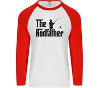 The Rodfather Divertente Canne Da Pesca Padre Uomo L/S Maglietta Baseball