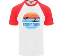 The Rodfather Divertente Canne Da Pesca Padre Uomo S/S Maglietta Baseball