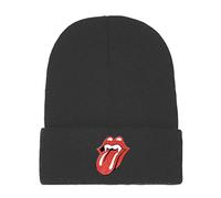 The Rolling Stones Beanie Hat Fang Tongue Band Logo Nuovo Ufficiale Nero Unisex Size One Size