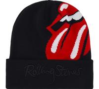 The Rolling Stones Berretto Invernale Lavorato a Maglia con Logo e Polsino Jacquard Labbra, Nero, Taglia Unica, Nero, Taglia Unica