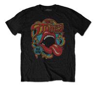 The Rolling Stones 'Retro 70s Vibe' (Nero) T-Shirt - NUOVO E UFFICIALE