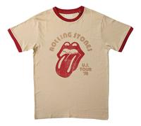 Rolling Stones The T Shirt US Tour 78 Official Unisex Ringer Orange, T-Shirt Unisex - Adulto, Orange,