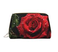 The Rose Under The Rain, borsa cosmetica in pelle impermeabile, graziosa borsa da viaggio con cerniera, set di cosmetici da donna, marrone, bianco, Taglia unica