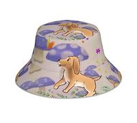The Roses - Cappello alla pescatora con stampa riflettente con bradipo seduto su un'altalena, unisex, adatto per escursioni in spiaggia, viaggi estivi, Fungo del fumetto con il cane, Taglia unica