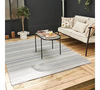 THE RUGS Rainbow Collection - Tappeto da esterno in plastica impermeabile, facile da pulire, per giardino, patio, balcone e campeggio, in plastica vivace, con fili grigi, 120 x 160 cm