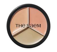 THESAEM Cover Perfection Triple Pot Concealer - Correttore in 3 colori con tonalità Beige chiaro, Verde e Pesca - Copertura totale per correggere e nascondere rossori, occhiaie, 01 Correct Beige