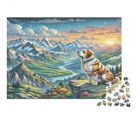 The Saint Bernard - Carta - San Bernardo sulla rupe montana rocciosa - Set puzzle - Regalo di compleanno per l’allenamento mentale - 70x50cm/1000 pezzi