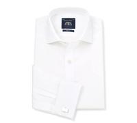 The Savile Row Company London Camicia formale classica da uomo in twill di cotone a maniche lunghe - doppio polsino, bianco, 39 cm