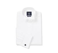 THE SAVILE ROW COMPANY LONDON Camicia formale da uomo slim fit popeline bianco con colletto ad ala a maniche lunghe - doppio polsino