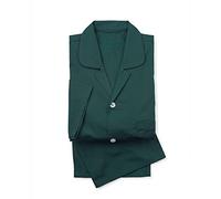 THE SAVILE ROW COMPANY LONDON Pigiama da uomo di lusso, 100% morbido cotone, Verde scuro con bordino, L