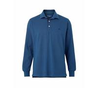 The Savile Row Company London Polo da uomo a maniche lunghe in piqué di cotone dalla vestibilità classica, Blu denim, XXL