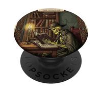 The Scholar Tarocco Scheletro Lettura Libro Bookworm PopSockets PopGrip Adesivo