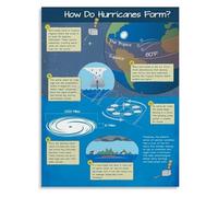 The Science of Hurricanes Poster Weather Formation Educational Chart for Kids and Students Wall Art(Framed,12x18inch(30x45cm))