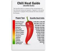 The Scoville Scale Poster Spicy Peppers Heat Guide Chart Kitchen Wall Art for Cooking Enthusiasts Home Decor(Framed,16x24inch(40x60cm))
