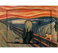The Scream feat - Biglietto di auguri 3D con diorama con gatti, per tutte le occasioni, artistico, pop-up, compleanno, famiglia, congratulazioni, pensiero, piegato, busta inclusa