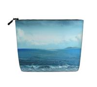 The Sea - Borsa da trucco da viaggio stampata in finto lino, impermeabile, organizer per cosmetici da donna