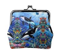 The sea, the killer whales portafogli da donna, portamonete da donna, piccolo portafoglio da donna, adatto per le donne, elegante e personalizzato, nero, taglia unica, Art Deco, Nero , Taglia unica,