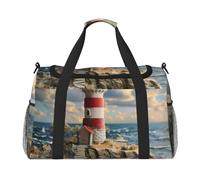 The Seaside Lighthouse Print Ample Space Travel Duffle Bags Borsa da viaggio a mano di grande capacità per il fine settimana dell'aereo