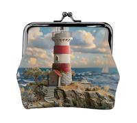 The Seaside Lighthouse Print Squisito Versatile Kiss Lock Coin Purse carino piccolo portafoglio con cerniera per monete carte