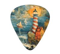 The Seaside Lighthouse - Scatola portaoggetti con stampa a forma di faro di diverso spessore, per chitarra acustica