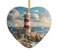 The Seaside Lighthouse - Targa da parete in ceramica da appendere a forma di cuore con scritta "Love", regalo per amici, regalo di Natale felice