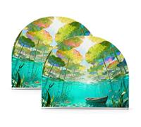 The Secret Realm under The Water Lily Leaves - Portatovaglioli in acrilico da bagno per esterni, sala da pranzo, autoportante, decorazione per la casa per tavolo, cucina, confezione da 2