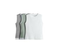 THE SET Donne Confezione da 3 canotte doppio strato Light Grey/Pale Khaki/White M