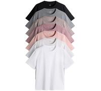 THE SET Donne Confezione da 7 t-Shirt Basic Black/Brown/Taupe/Pink/Light Pink/Cream/White XS