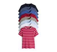 THE SET Donne Confezione da 8 T-Shirt a Coste Navy/Blue/Red/Light Green/White/Stripe L
