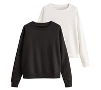 THE SET felpegirocollo da Donna Multipack, Bianco e Nero, 2 Confezioni di Felpe Nero/Crema M